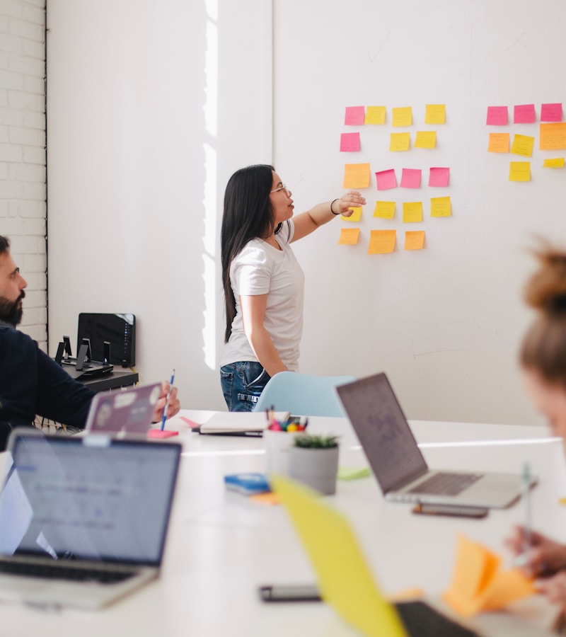 Team collaborating on marketing strategy and project workflow